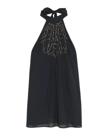 Black sequin halter neck shift mini dress | River Island