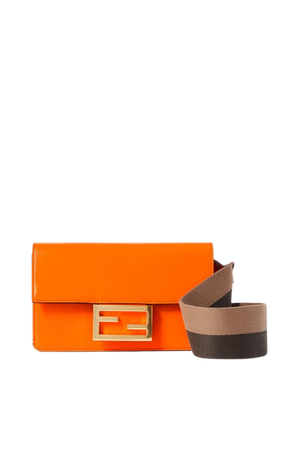 Orange Baguette canvas-trimmed leather shoulder bag | Fendi | NET-A-PORTER