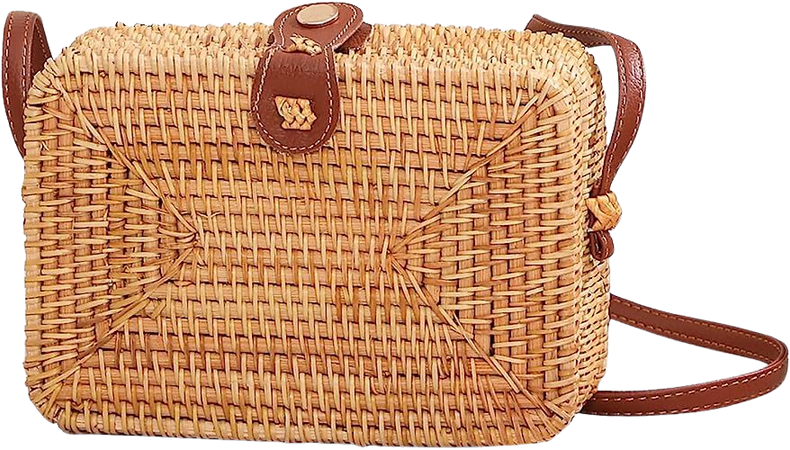 Mini Handwoven Rattan Bag for Women,Girls Summer Square Beach Crossbody Bags for Beach,Picnic,Natural Woven Clutch Wicker Purse: Handbags: Amazon.com