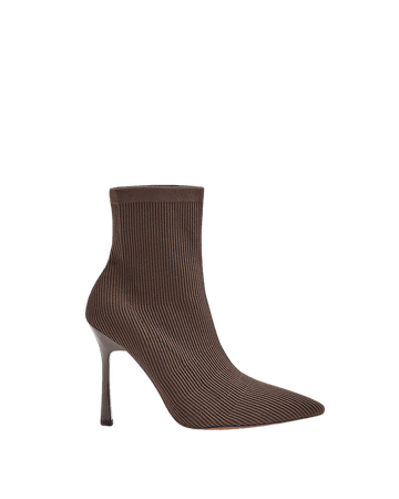 Brown wide fit heeled sock boots | River Island