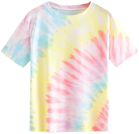 SweatyRocks Women's Short Sleeve Tie Dye T-Shirt Summer Casual Tee Top Multicoloured M at Amazon Women’s Clothing store