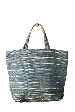 Woven Jute Tote Bag, Sage Stripe | Anthropologie