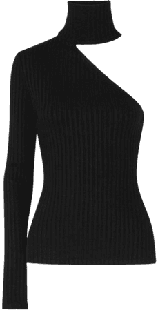 The Range | One-shoulder ribbed stretch-knit turtleneck top | NET-A-PORTER.COM
