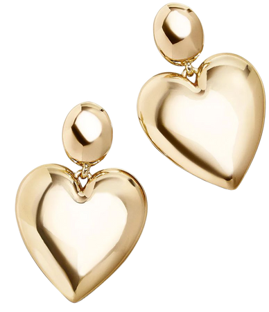 Sheri Earrings - Smooth Gold Heart – Gold heart drop statement earrings – BaubleBar