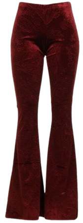 Dark Red Wide Leg Velvet Stretch Pants