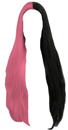 Split dye pink black straight hair