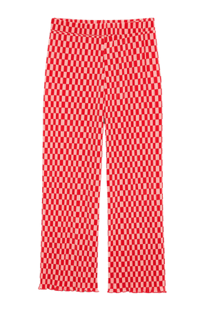 Lettuce hem pleated trousers - Red and pink pattern - Trousers - Monki WW