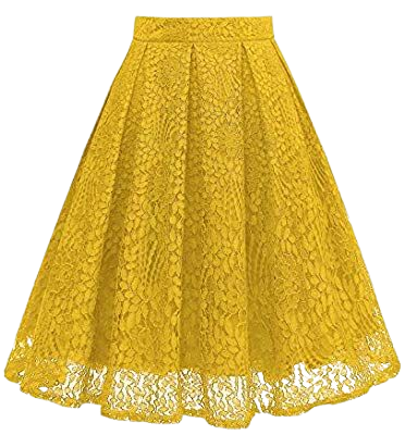 Yellow Lace Midi Skirt