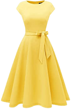 Women Vintage Cocktail Dress, Tea Party Dresses, Fit Flare Church Dress, Modest Aline Swing Dress, Stretchy Casual Work Dress, Bridesmaid & Prom, Knee Length Yellow XL at Amazon Women’s Clothing store
