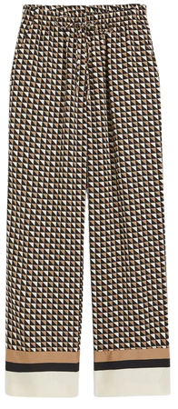 Twill Drawstring Pants - Dark beige/patterned - Ladies | H&M US