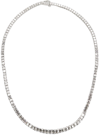 Neiman Marcus Diamonds 18K White Gold Emerald-Cut Diamond Tennis Necklace, 18"L | Neiman Marcus