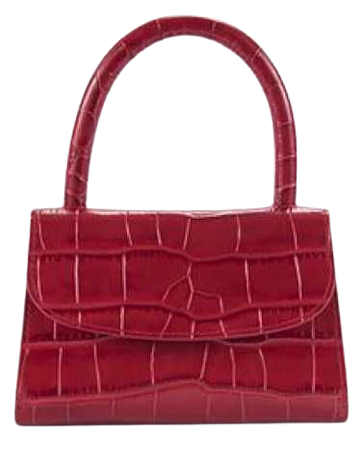 BY FAR Wine Red Croc Mini Handbag