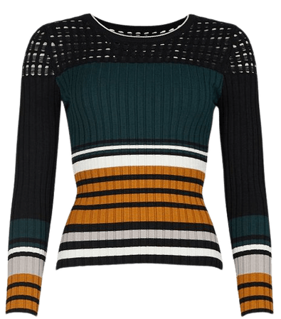 Pointelle Stripe Knitted Top | Karen Millen