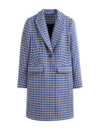 Canterbury Interest Coat - Blue and Ivory Dogstooth | Boden US