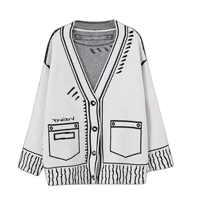 2D Cartoon Outline Knitted Cardigan sweater top