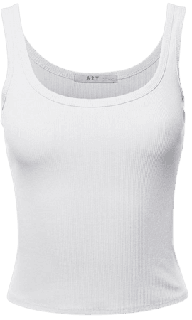 A2Y Women's Basic Solid Double Scoop Neck Rib Cropped Tank Top Off White S - Walmart.com