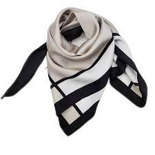 nude black and white silk scarf