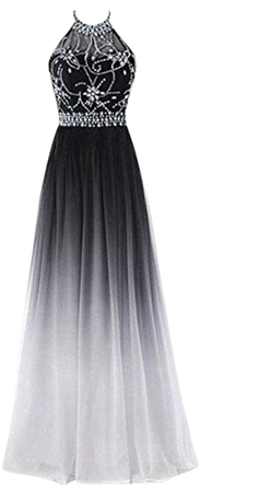 Ombre silver Black prom dress