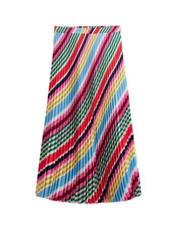 Pleated Midi Skirt - Varigated Multistripe | Boden US