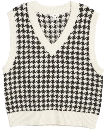 Oversize Houndstooth Recycled Blend Sweater Vest | Nordstrom