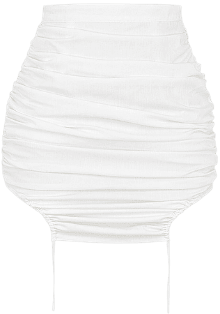 Clothing : Skirts : Mistress Rocks 'Satellite' White Linen Gathered Mini Skirt