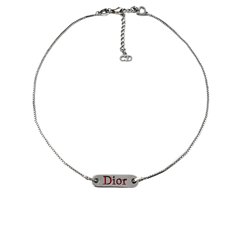 Christian Dior Silver Tag Necklace Christian Dior... - Depop