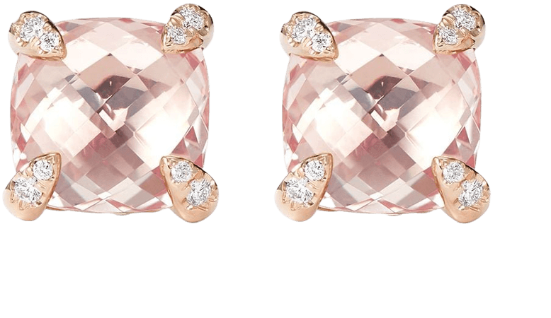 David Yurman 18kt rose gold Chatelaine morganite and diamond stud earrings - FARFETCH