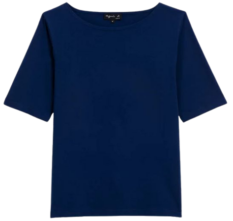 blue New Bow T-shirt with elbow-length sleeves | agnès b.