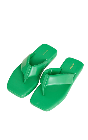 Green Wide Fit Padded Toe Thong Mule Sandals | PrettyLittleThing USA