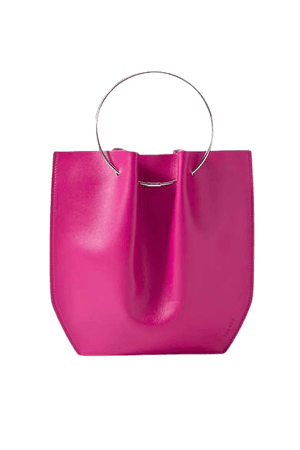 Flat Circle Leather Tote - Pink