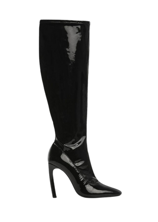 Patent leather-effect heeled boots - Women | Mango USA