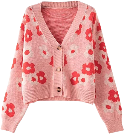Women Valentines Day Heart Sweater Cardigan Long Sleeve Button Open Front Casual Loose Knit Sweater Outerwear (H Pink, One Size) at Amazon Women’s Clothing store