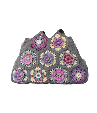 Kaleidoscope Hobo Bag Crocheted Flowers Colorful Boho Purse | Etsy