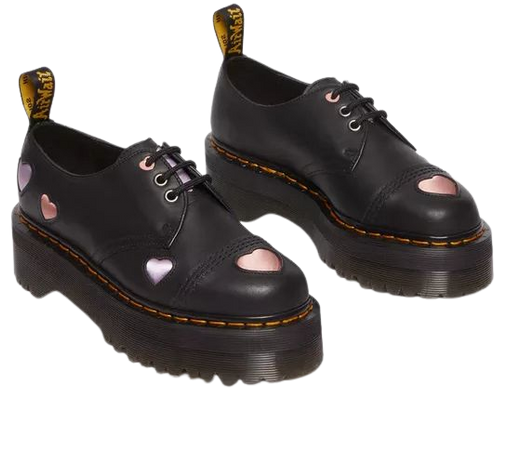 1461 Leather Heart Platform Shoes in Black | Dr. Martens