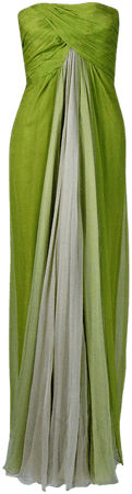 1960's Jean Louis Lime-Green Ombre Silk Chiffon Strapless Grecian Goddess Gown at 1stDibs