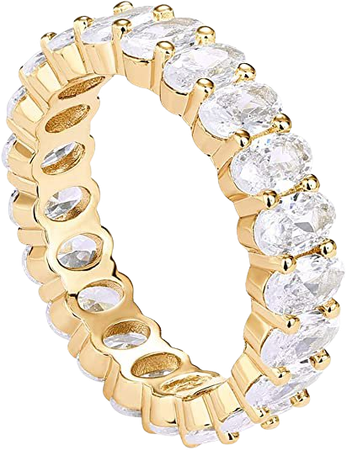 Amazon.com: PAVOI 14K Gold Plated Rings Oval Cubic Zirconia Love Ring | Eternity Ring | 5mm Stackable Rings for Women | Gold Rings for Women (Vermeil - Yellow, 5): Clothing, Shoes & Jewelry