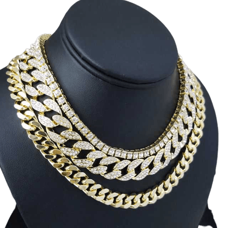Mens Gold Plated Hip Hop Bling Diamond Chain Necklace 16" 18" Miami Cuban Choker | eBay