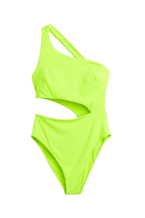High Leg One-shoulder Swimsuit - Neon green - Ladies | H&M US