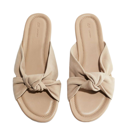 Knot-detail Leather Sandals - Beige - Ladies | H&M US