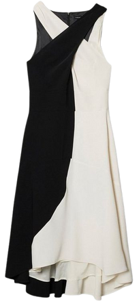 Soft Tailored Colour Block Halter Midi Dress | Karen Millen