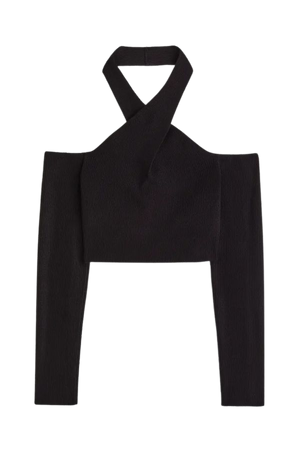 Off-the-shoulder Rib-knit Top - Black - Ladies | H&M US