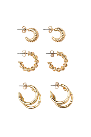 3 pairs hoop earrings - Gold-coloured - Ladies | H&M GB