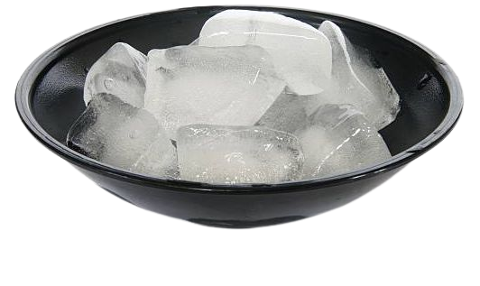 bowl of ice cubes