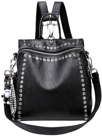 JOSEKO Casual Medium Backpack Rivet Leather Rucksack School Bag