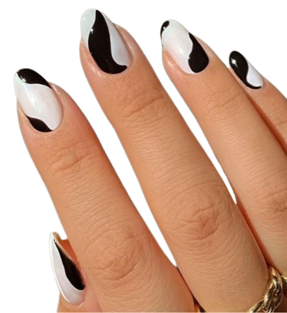 Black & white swirl nails