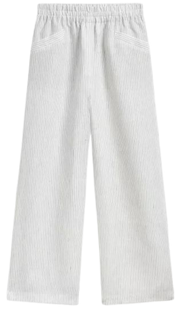 white and blue linen New Moulin striped wide pants | agnès b.