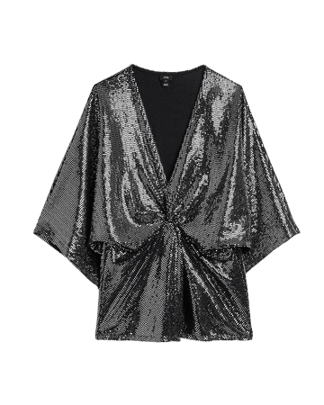 Silver sequin knot front top | River Island