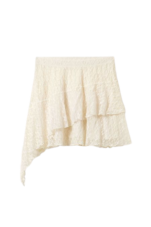 Lace Ruffle Mini Skirt - White - Monki WW