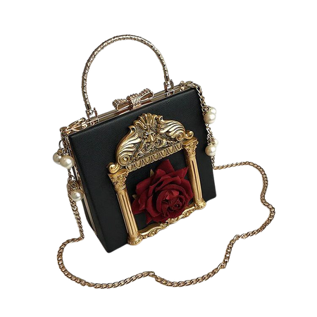 3D Rose purse velvet red