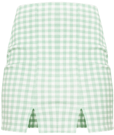Mint Gingham Slit Front Mini Skirt | Skirts | PrettyLittleThing